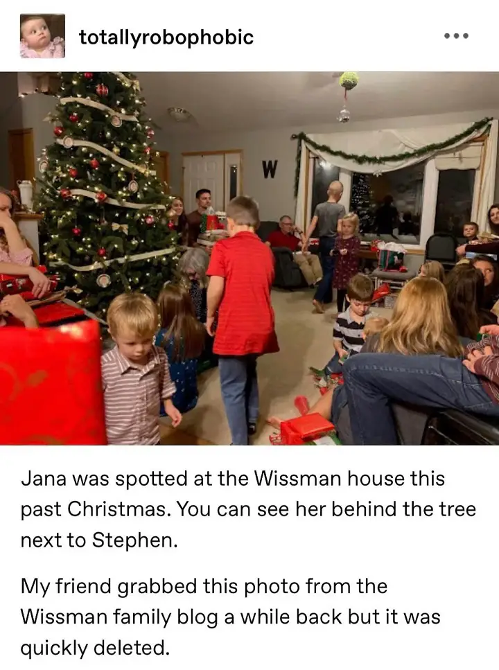 Jana Duggar is seen sitting next to potential suito Stephen Wissmann in a couch in their home during christmas.