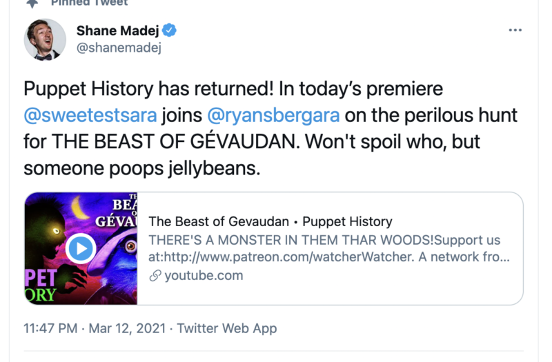 shane madej tweet on puppet history