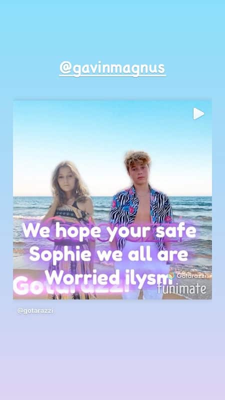 Gavin Magnus' Instagram story showing concern for Sophie.